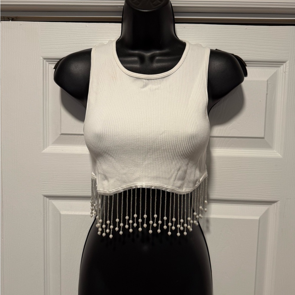 Beaded Fringe Crop Top